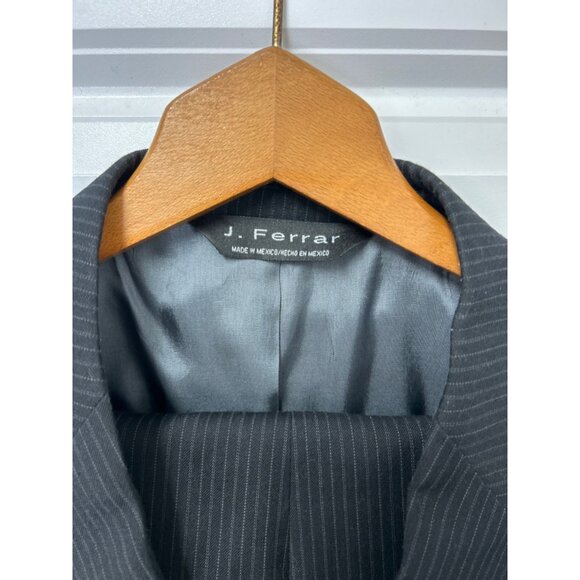 J. Ferrar Mens 2-Piece Pinstripe Wool Suit Jacket & Pants Size 44L - Picture 2 of 12